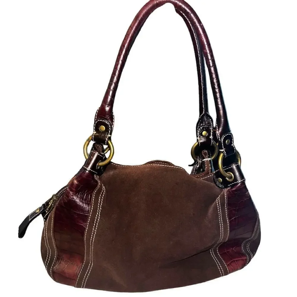 ▶️ Fossil ◀️ Brown Leather Croc Embossed, Suede